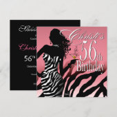 Bombshell Zebra 56e verrassingsdag roze Kaart (Voorkant / Achterkant)