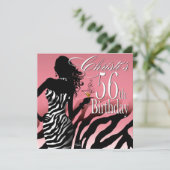 Bombshell Zebra 56e verrassingsdag roze Kaart (Staand voorkant)
