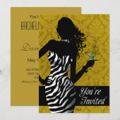 Bombshell Zebra Bachelorette Dames Night Gold Kaart (Voorkant / Achterkant)