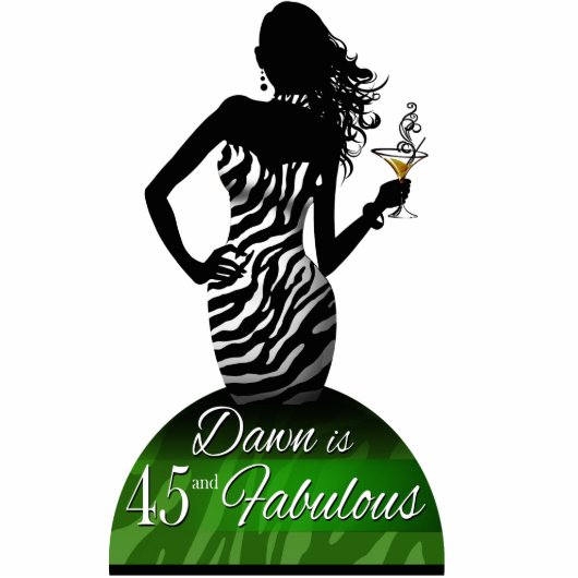 Bombshell Zebra Birthday Cake Topper green Staand Fotobeeldje (Voorkant)