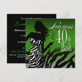 Bombshell Zebra Loviteit 40th Birthday Green Kaart (Voorkant / Achterkant)