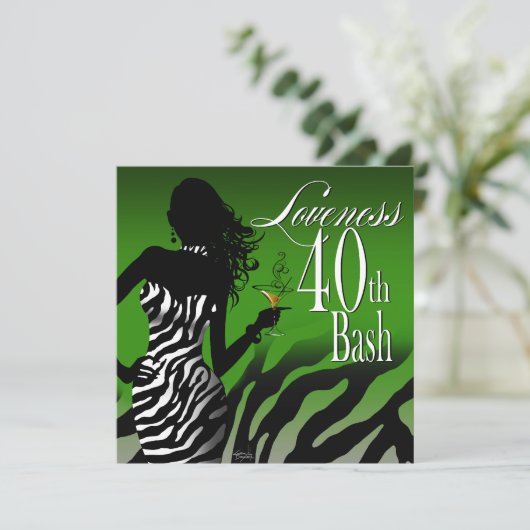 Bombshell Zebra Loviteit 40th Birthday Green Kaart (Staand voorkant)
