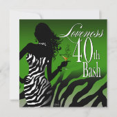 Bombshell Zebra Loviteit 40th Birthday Green Kaart (Voorkant)
