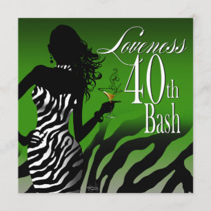 Bombshell Zebra Loviteit 40th Birthday Green Kaart