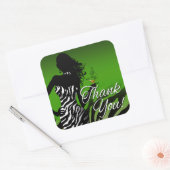 Bombshell Zebra Party Bedankt | Groen 3 inch Vierkante Sticker (Envelop)
