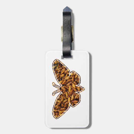 Bombyx Mori Silk Moth Life Cycle Silhouette Bagagelabel (Achterkant verticaal)