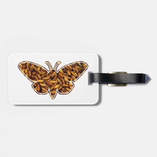 Bombyx Mori Silk Moth Life Cycle Silhouette Bagagelabel (Achterkant horizontaal)