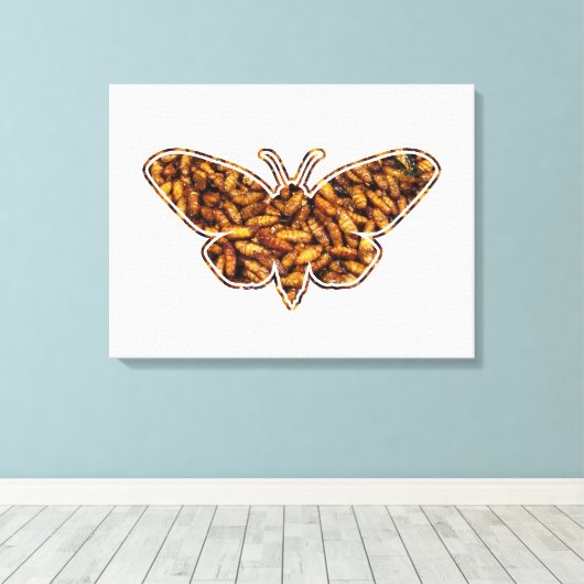 Bombyx Mori Silk Moth Life Cycle Silhouette Canvas Afdruk (Insitu (Houten vloer))