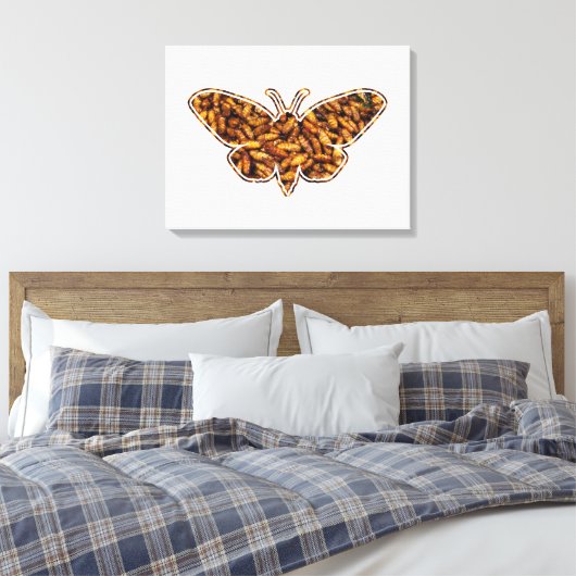 Bombyx Mori Silk Moth Life Cycle Silhouette Canvas Afdruk (Insitu (Slaapkamer))