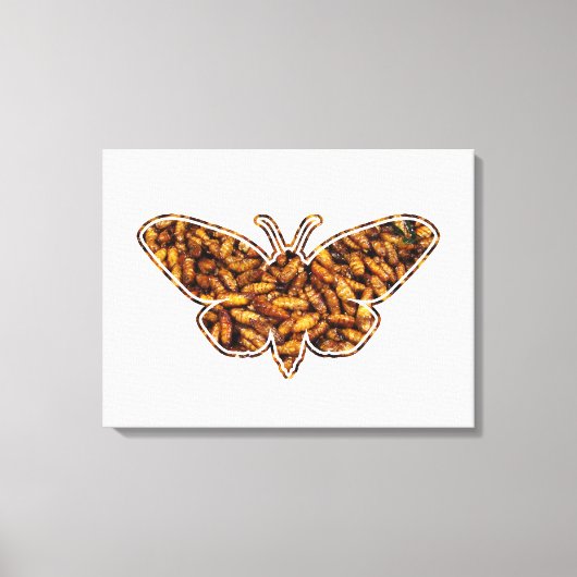 Bombyx Mori Silk Moth Life Cycle Silhouette Canvas Afdruk (Voorkant)