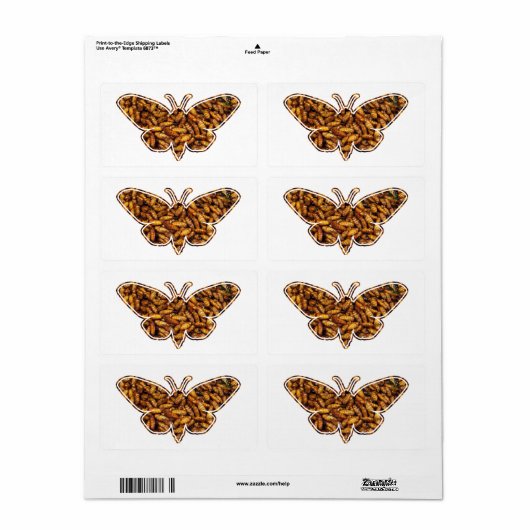 Bombyx Mori Silk Moth Life Cycle Silhouette Etiket (Full Sheet)