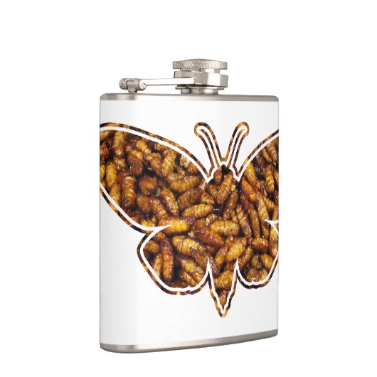 Bombyx Mori Silk Moth Life Cycle Silhouette Heupfles (Rechts)