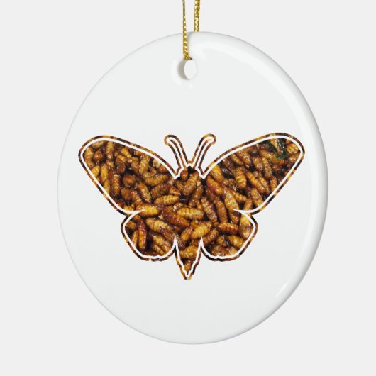 Bombyx Mori Silk Moth Life Cycle Silhouette Keramisch Ornament (Links)