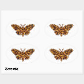 Bombyx Mori Silk Moth Life Cycle Silhouette Ovale Sticker (Vel)