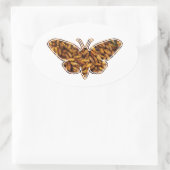 Bombyx Mori Silk Moth Life Cycle Silhouette Ovale Sticker (Tas)