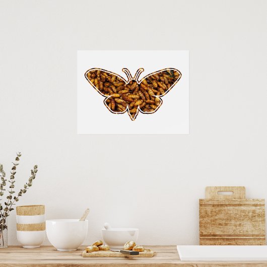 Bombyx Mori Silk Moth Life Cycle Silhouette Poster (Keuken)