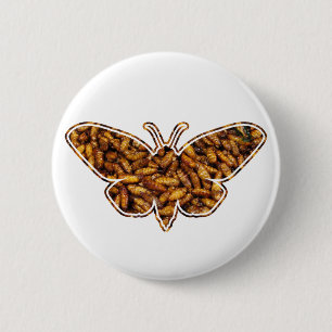 Bombyx Mori Silk Moth Life Cycle Silhouette Ronde Button 5,7 Cm