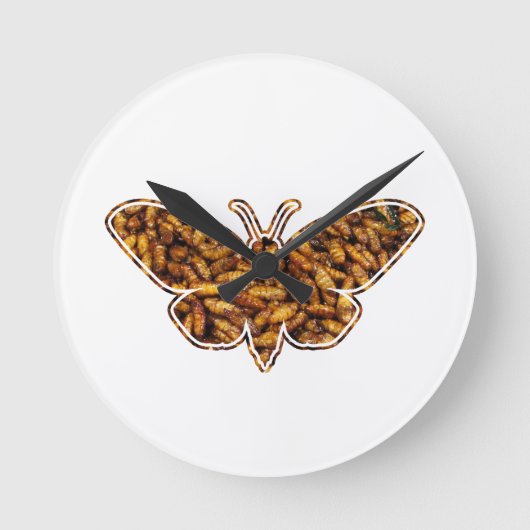 Bombyx Mori Silk Moth Life Cycle Silhouette Ronde Klok (Voorkant)