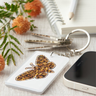 Bombyx Mori Silk Moth Life Cycle Silhouette Sleutelhanger