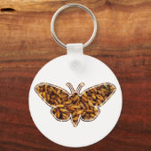 Bombyx Mori Zijderups Levenscyclus Silhouet Sleutelhanger (Voorkant)