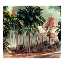 Bomen aan een kant van de landweg