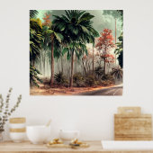 Bomen aan een kant van de landweg poster (Keuken)