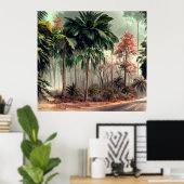 Bomen aan een kant van de landweg poster (Thuiskantoor)