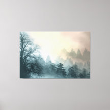 Bomen bedekt met Mist Fantasy Landscape
