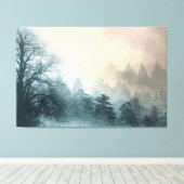 Bomen bedekt met Mist Fantasy Landscape Canvas Afdruk (Insitu (Houten vloer))