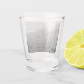 Bomen, bij het water shot glas (Achterkant)