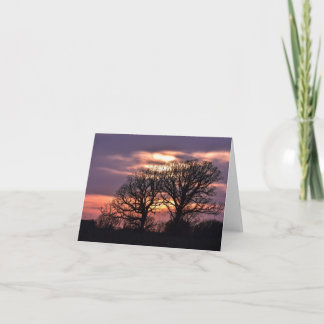 Bomen bij zonsondergang notitiekaartje