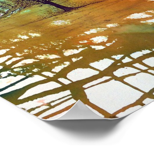 Bomen Blauwe Rust Waterverf Ink Tree Art afdrukken Poster (Hoek)