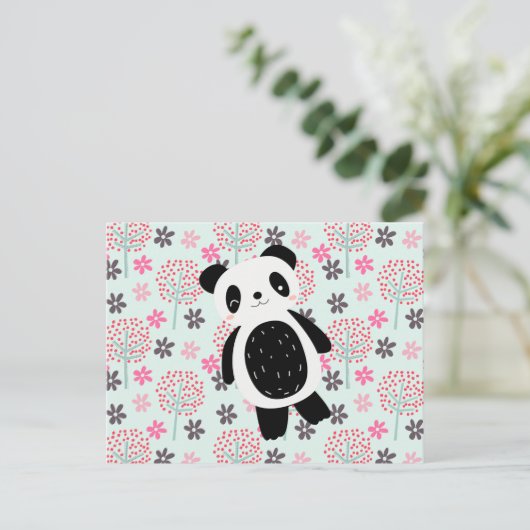 Bomen, Bloemen en Panda-Beren Briefkaart (Staand voorkant)