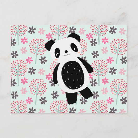 Bomen, Bloemen en Panda-Beren Briefkaart (Voorkant)