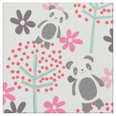 Bomen, Bloemen en Panda Beren Fabric Stof (Close Up)