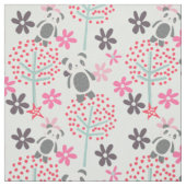 Bomen, Bloemen en Panda Beren Fabric Stof (Swatch)
