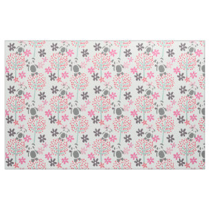 Bomen, Bloemen en Panda Beren Fabric Stof