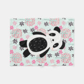 Bomen, Bloemen en Panda-Beren Fleece Deken (Voorkant (Horizontaal))