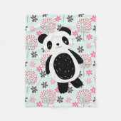 Bomen, Bloemen en Panda-Beren Fleece Deken (Voorkant)