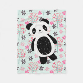 Bomen, Bloemen en Panda-Beren Fleece Deken