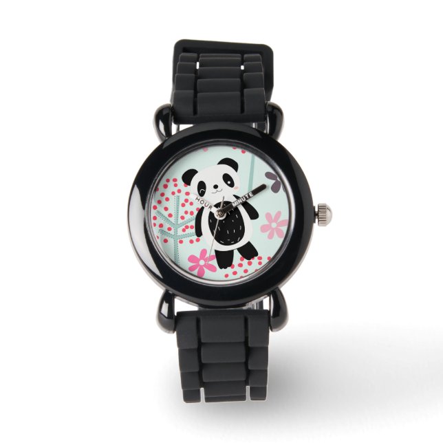 Bomen, Bloemen en Panda-Beren Horloge (Voorkant)