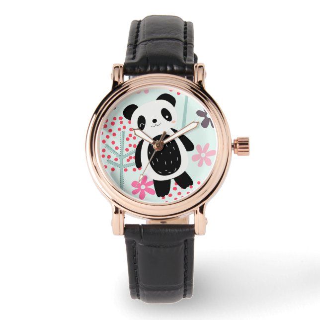 Bomen, Bloemen en Panda-Beren Horloge (Voorkant)