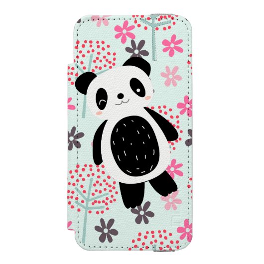 Bomen, Bloemen en Panda-Beren Incipio iPhone Portemonnee Hoesje (Voorkant Agenda)