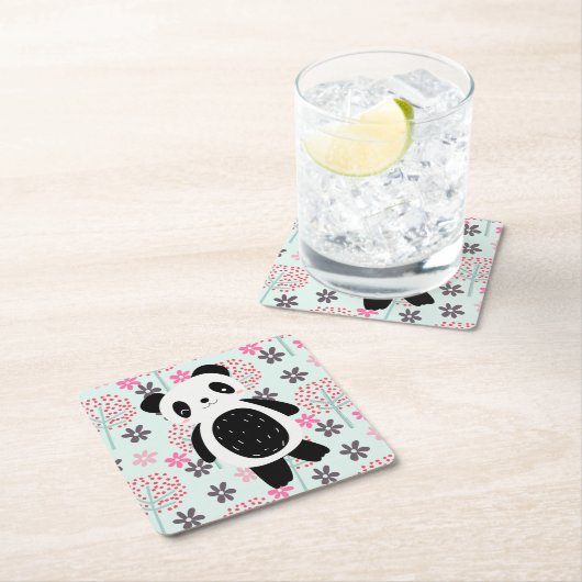 Bomen, Bloemen en Panda-Beren Kartonnen Onderzetters (Insitu)