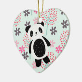 Bomen, Bloemen en Panda-Beren Keramisch Ornament (Links)
