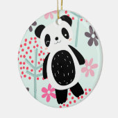 Bomen, Bloemen en Panda-Beren Keramisch Ornament (Links)