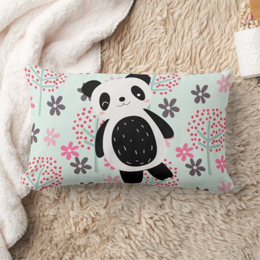 Bomen, Bloemen en Panda-Beren Kussen (Deken)