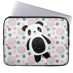 Bomen, Bloemen en Panda-Beren Laptop Sleeve