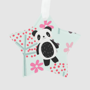 Bomen, Bloemen en Panda-Beren Ornament