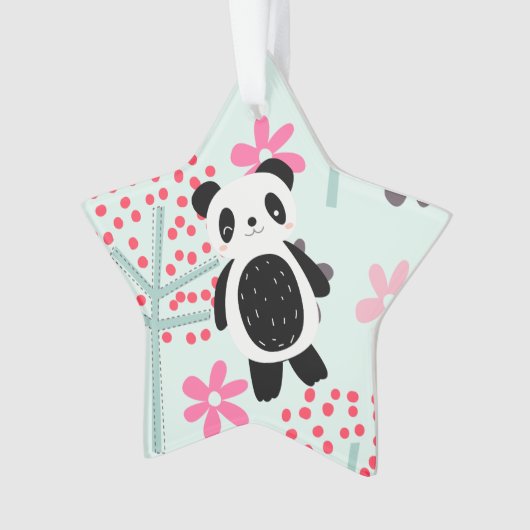Bomen, Bloemen en Panda-Beren Ornament (voorkant)